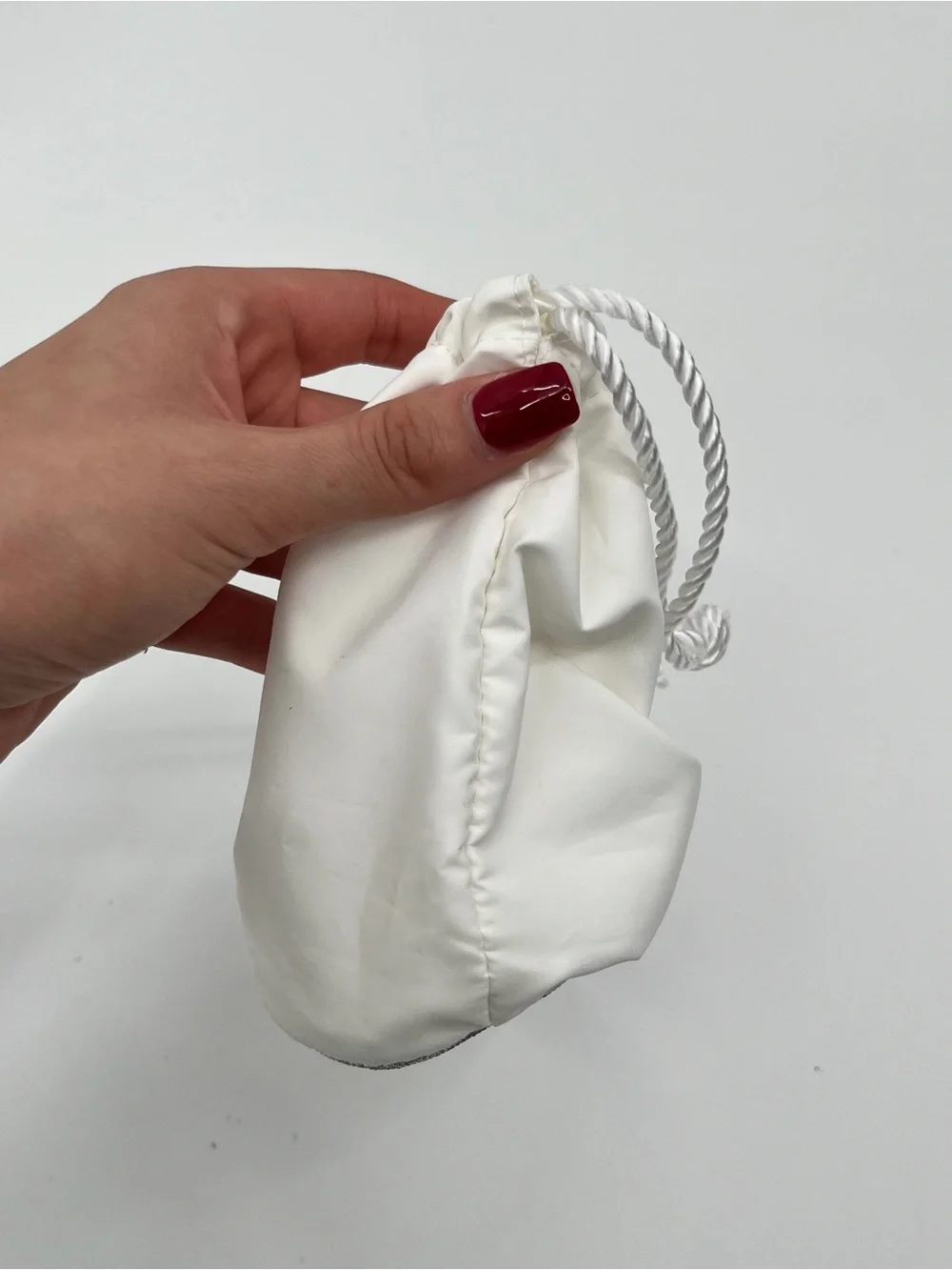 Chanel Le Blanc White Satin Drawstring Pouch dust bag designer packaging